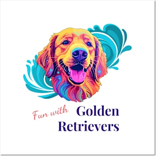 Golden Retrievers Swimming Posters and Art